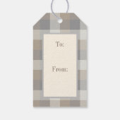 Étiquettes-cadeau Ferme Rustique Plaid Tan Grey Ivory (Dos)