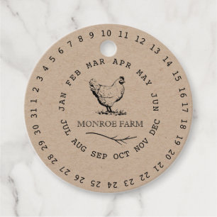 Étiquettes Cadeau Ferme vintage encerclée boîte à oeufs