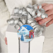 Étiquettes Cadeau Festif Arbre de Noël bleu Rouge Aquarelle Cadeaux