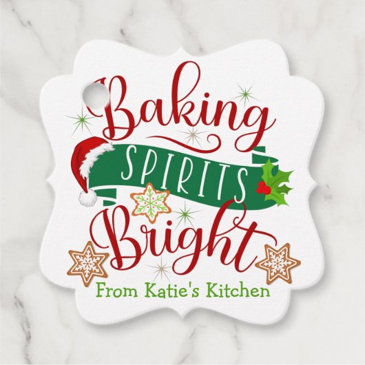 Étiquettes Cadeau Festif Baking Spirits Bright Custom Christmas (Devant)