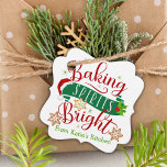 Étiquettes Cadeau Festif Baking Spirits Bright Custom Christmas<br><div class="desc">Ces étiquettes de cadeaux festifs de fête sont assorties de l'expression "Baking Spirits Bright" dans les couleurs rouge, vert et or de Noël. Le design comprend un chapeau de Père Noël, un saint aux baies, des biscuits de Noël et des accents de starburst. Personnalisez en ajoutant votre nom et/ou en...</div>