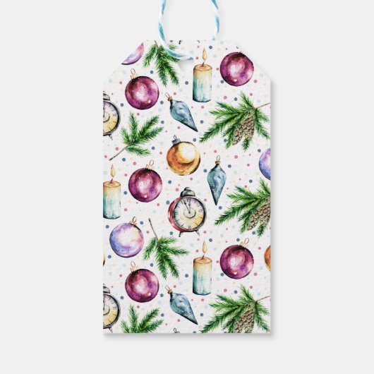Étiquettes-cadeau Festif Bauble Aquarelle Joyeux Noël (Dos)