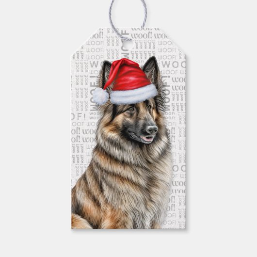 Étiquettes-cadeau Festif Belge Tervuren Fête Chien de Noël (Devant)