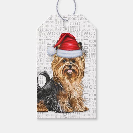 Étiquettes-cadeau Festif Biewer Terrier Chien Noël (Devant)