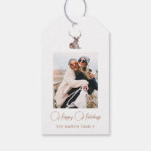 Étiquettes-cadeau Festif Hiver Deer Photo Noël Blanc (Dos)