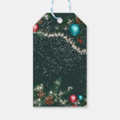 Étiquettes-cadeau Festif lumières de Noël branches de pin vert neige (Dos)