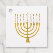 Étiquettes Cadeau Festif Menorah Hanoukka Céleste bougies Mariage (Devant)