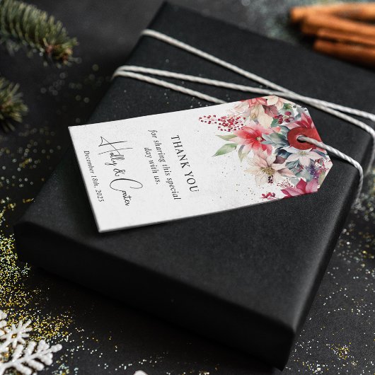 Étiquettes-cadeau Festif Noël Florals Mariage