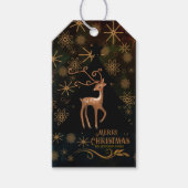 Étiquettes-cadeau Festif NOIR OR Cerf Noël (Devant)