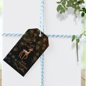 Étiquettes-cadeau Festif NOIR OR Cerf Noël