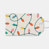 Étiquettes-cadeau Festif Rétro Noël Light Strand Motif (Devant (Horizontal))