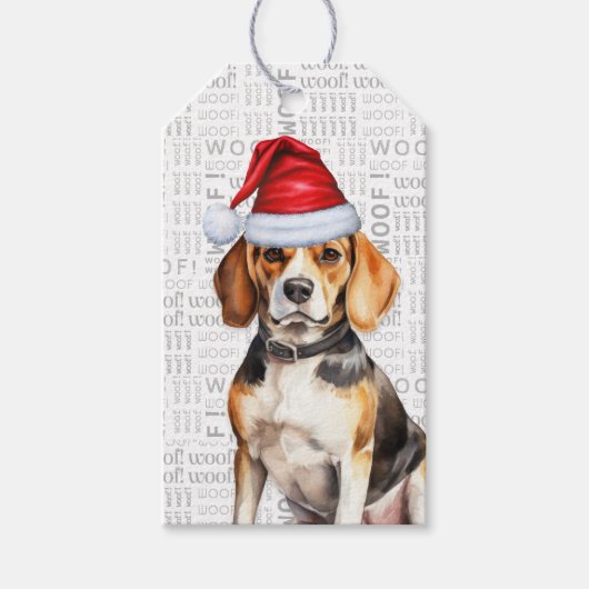 Étiquettes-cadeau Festive Beagle de vacances Chien Noël (Devant)