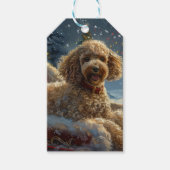 Étiquettes-cadeau Festive de Noël du chien de caniche (Devant)