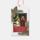 Étiquettes-cadeau Festive Holly & Pine Joyeux Noël (Devant)