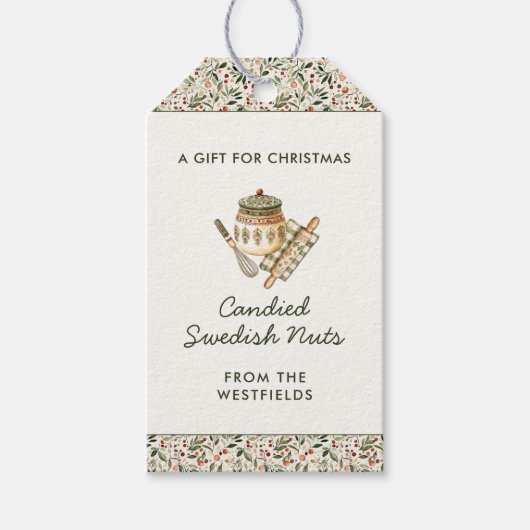 Étiquettes-cadeau Festive Noël Verdure Baies rouges Nourriture (Devant)