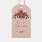 Étiquettes-cadeau Festive Poinsettia Fleurs Noël (Devant)