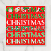 Étiquettes Cadeau Festive Rouge Vert Noël (Devant)