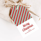 Étiquettes-cadeau Festive rouge vert rayé Noël