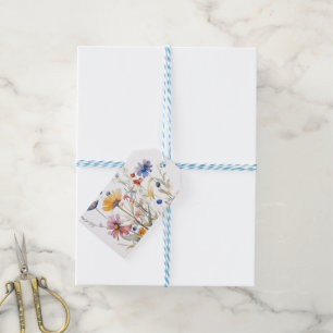 Étiquettes-cadeau Fête à l'aquarelle de fleurs sauvages 'Miel'