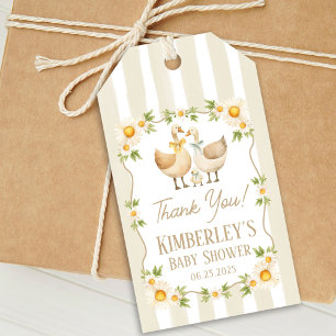Étiquettes-cadeau Fête Bébé Oie Petite Folle Jaune Marguerite