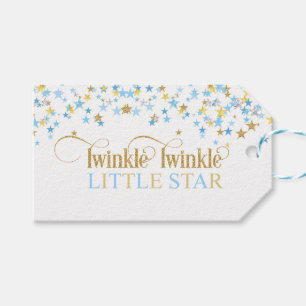 Étiquettes-cadeau Fête bébé Twinkle Little Star Bleu & Or