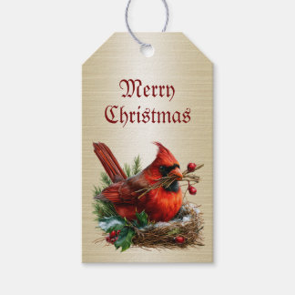 Étiquettes-cadeau Fête Cardinal Rouge Oiseaux Fleur Vacances Noël Pa