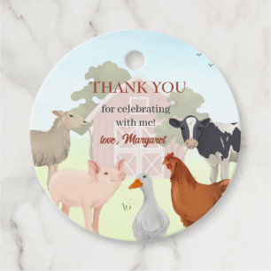 Étiquettes Cadeau Fête d'animaux de ferme à la grange 
