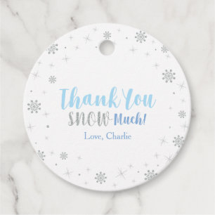 Étiquettes Cadeau Fête d'anniversaire 1 an sous la neige, Silver & B