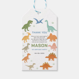 Étiquettes-cadeau Fête d'anniversaire 1ère année de dinosaure Enfa