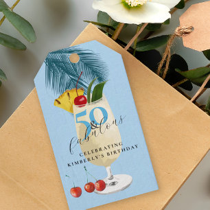 Étiquettes-cadeau Fête d'anniversaire 50 ans Cocktail Cerise Tropica