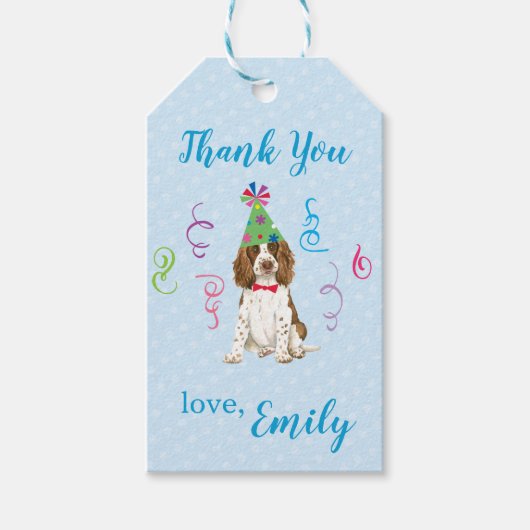 Étiquettes-cadeau Fête d'anniversaire Anglais Springer Merci espagno (Devant)