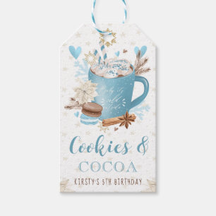 Étiquettes-cadeau Fête d'anniversaire aux biscuits bleus et au cacao