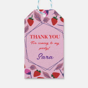 Étiquettes-cadeau Fête d'anniversaire aux fraises