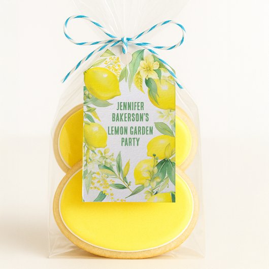 Étiquettes-cadeau Fête d'anniversaire avec motif de citron à l'aquar