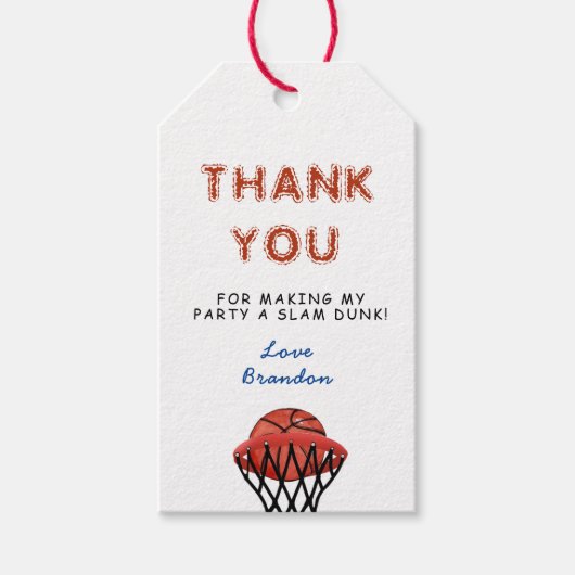 Étiquettes-cadeau Fête d'anniversaire Basketball Merci  (Devant)