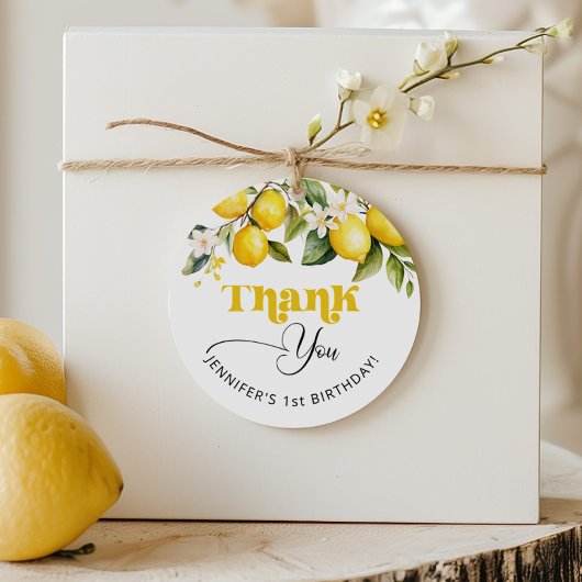 Étiquettes Cadeau Fête d'anniversaire citron agrumes merci