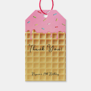 Étiquettes-cadeau Fête d'anniversaire Cône Gaufre à la Crème Glacée 