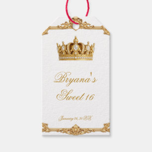 Étiquettes-cadeau Fête d'anniversaire Couronnée de Chaise Royale en 