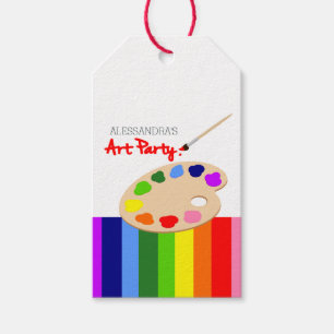 Étiquettes-cadeau Fête d'anniversaire d'art de palette de peinture