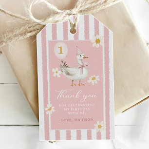 Étiquettes-cadeau Fête d'anniversaire de 1 an de Silly Goose Daisy G