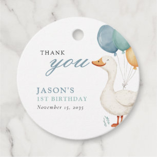 Étiquettes Cadeau Fête d'anniversaire de 1 an d'un garçon une oie id
