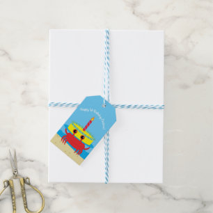 Étiquettes-cadeau Fête d'anniversaire de Crab Beach