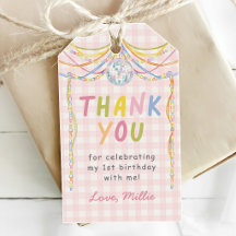 Fête d'anniversaire de fille colorée à carreaux ro