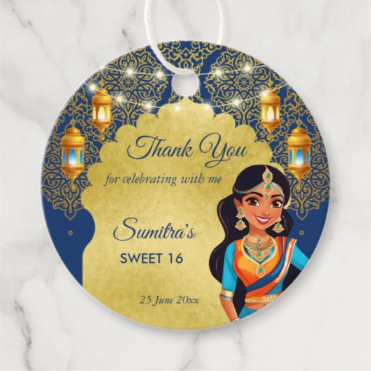 Étiquettes Cadeau Fête d'anniversaire de filles à l'indienne merci d (Devant)