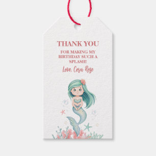 Étiquettes-cadeau Fête d'anniversaire de filles sirène sous la mer