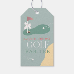 Étiquettes-cadeau Fête d'anniversaire de golf Fairway Drapeau Rose R