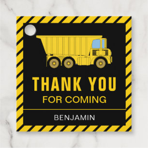 Étiquettes Cadeau Fête d'anniversaire de la construction de camions
