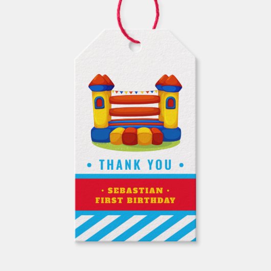 Étiquettes-cadeau Fête d'anniversaire de la maison gonflable (Devant)