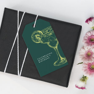 Étiquettes-cadeau Fête d'anniversaire de la Margarita verte moderne