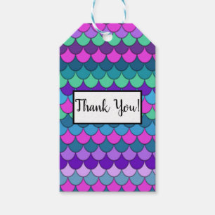Étiquettes-cadeau Fête d'anniversaire de la sirène multicolore color